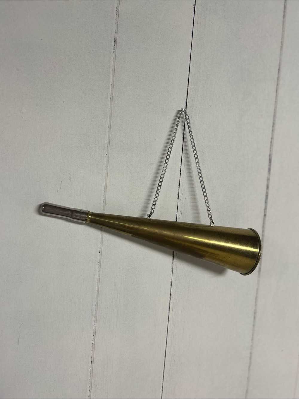 Vintage Brass Fog Warning Horn with Chain, Nautical Memorabilia